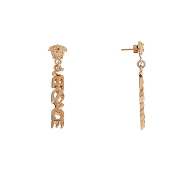 Versace gold metal lion head earrings with three-dimensional effect