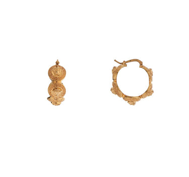 Versace geometric metal hoop earrings tribute gold