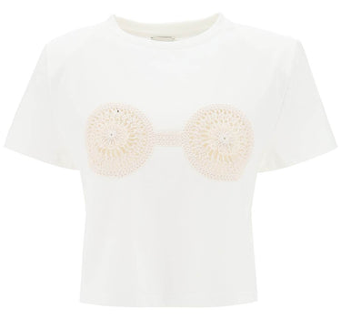 Magda Butrym cropped t-shirt with crochet insert