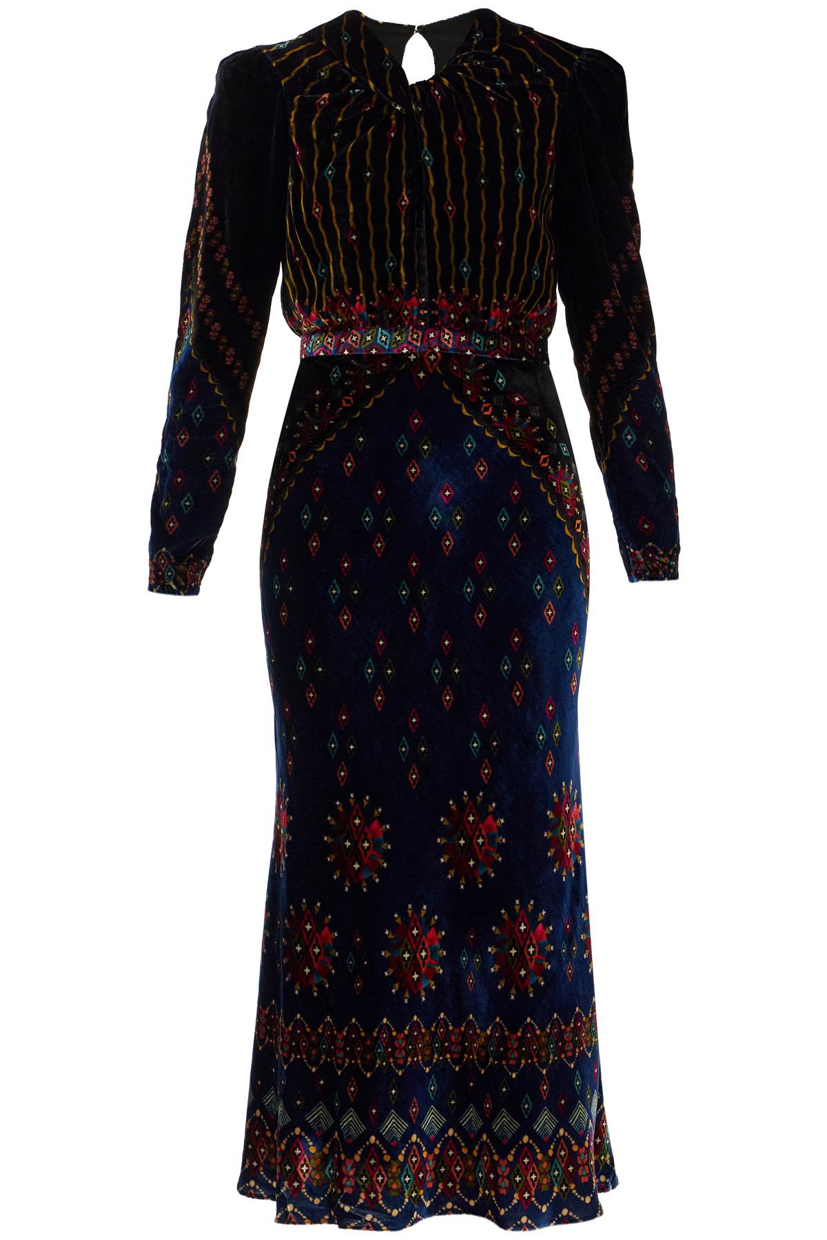 Saloni "printed velvet claudia dress for