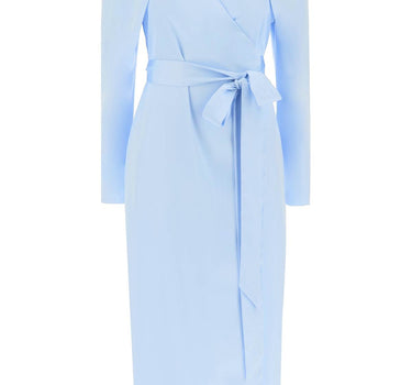 Rotate satin wrap midi dress with a crossover