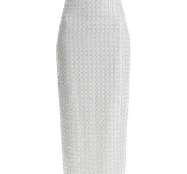 Rotate long white cotton bodycon dress with beads strapless