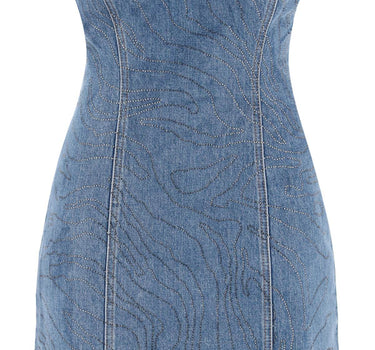 Rotate denim mini dress with rhin