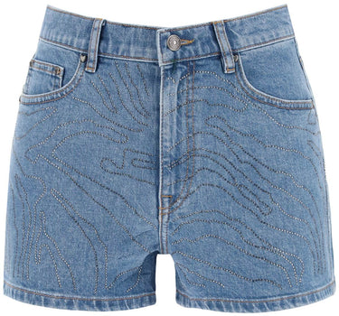 Rotate denim shorts with rhinestone