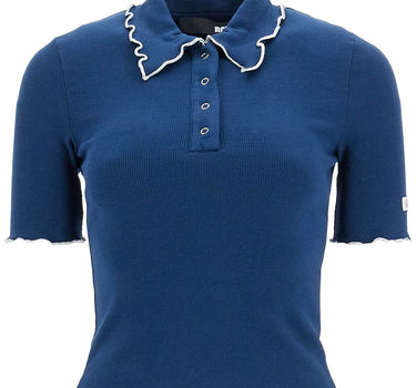 Rotate fitted polo shirt with contrasting hems