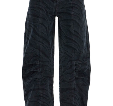 Rotate animal print barrel jeans