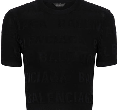 Balenciaga jacquard logo crop top