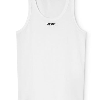 Versace Logo-Embroidered Ribbed Stretch-Cotton Jersey Tank Top