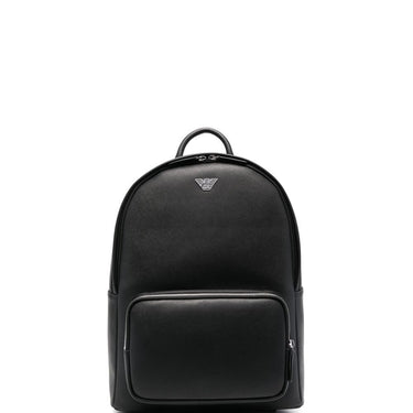 Emporio Armani Roundshape backpack in regenerated saffiano leather with ASV eagle plaque