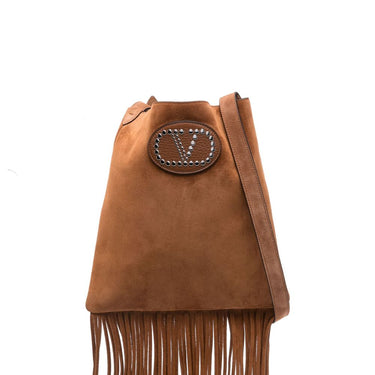 Valentino Garavani Nellcôte Suede Shoulder Bag With Fringes