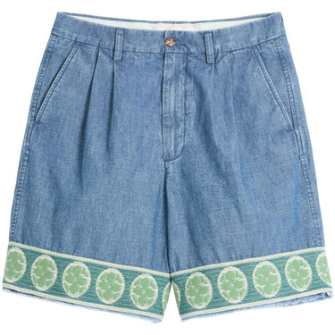 Valentino denim bermuda shorts with jacquard hem