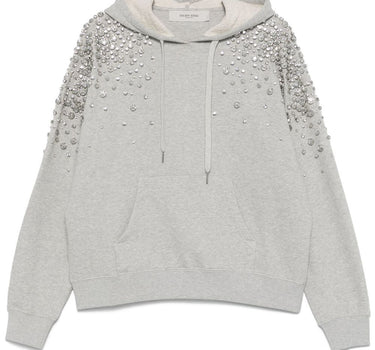 Golden Goose gray hooded sweatshirt with crystal decoration