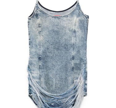 Diesel Tencel denim mini dress with fringes