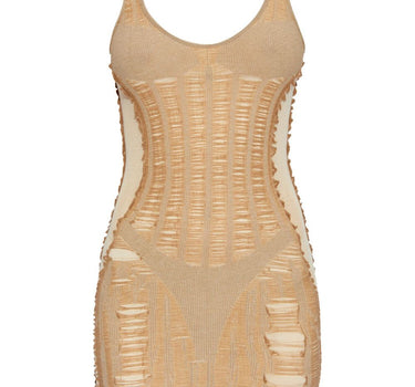 Diesel Semi-Sheer Panelled beige Mini Dress