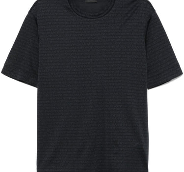 Emporio Armani jersey T-shirt with all-over flocked logo lettering