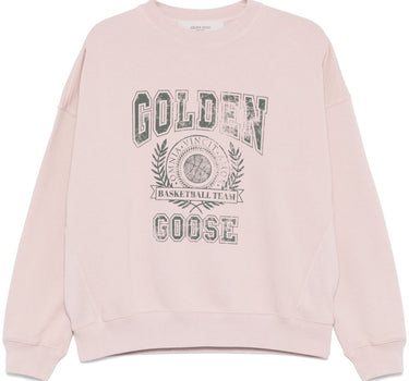 Golden Goose Old rose unisex round neck sweatshirt with green logo print