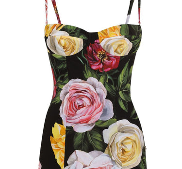 Dolce & Gabbana Balconette one-piece swimsuit with rose and peony print