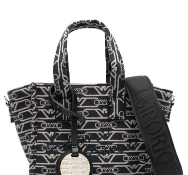 Emporio Armani Small tote bag in all-over monogram jacquard canvas