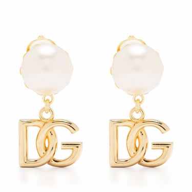 Dolce & Gabbana DG Logo and Pearl Earrings