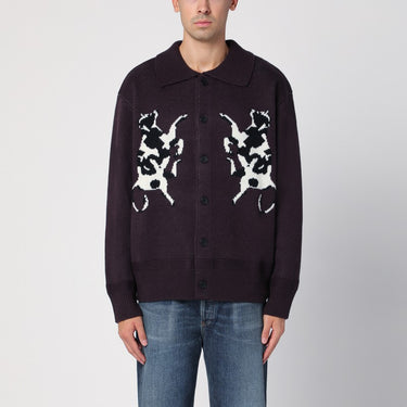 New Amsterdam Surf Association Plum polo cardigan with inlay