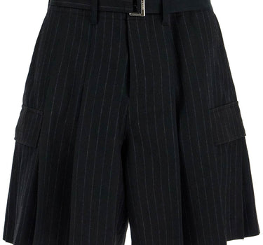 Sacai striped pleated bermuda shorts