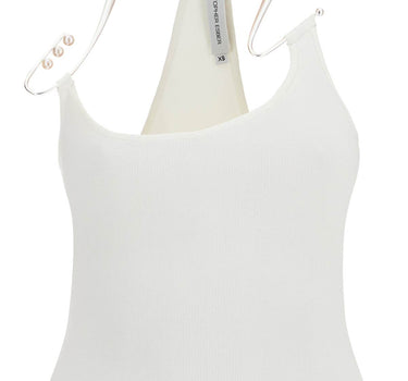 Christopher Esber white viscose top with pearl and v-neck