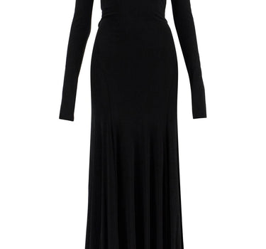 Robe longue noire en viscose Christopher Esber avec décoration en cuivre et pierre