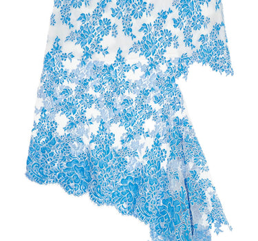 Christopher Esber asymmetrical blue floral cotton lace skirt