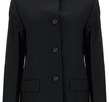 Toteme black double-breasted jacket in recycled polyester and wool