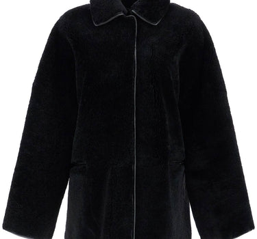 Toteme black lambskin oversized shirt-jacket