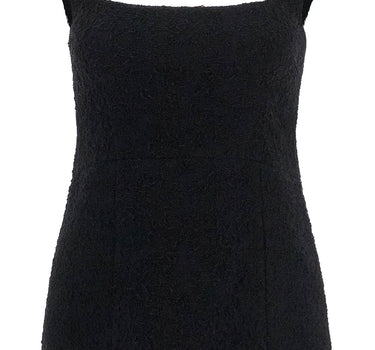 Toteme black boucle top without sleeves square neck