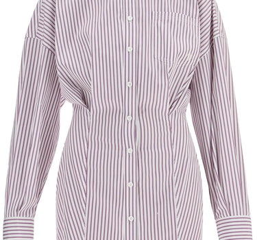 The Attico white and purple striped mini shirt dress