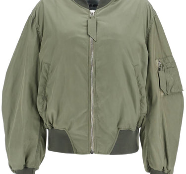 The Attico oversized bomber jacket with puff sleeves military green