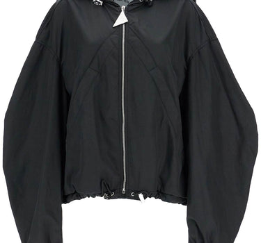 The Attico oversized black hooded bomber jacket in polyester