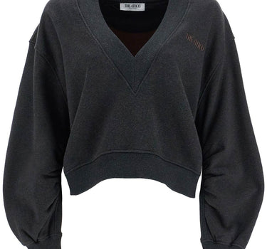 The Attico oversized sweatshirt with deep v-neck in gradient black