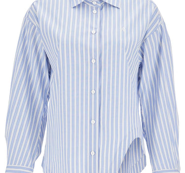 The Attico blue and white striped oversized cotton shirt