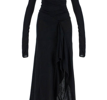 The Attico long draped jersey dress with pleats