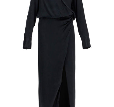 The Attico black long sleeve midi dress with side slit