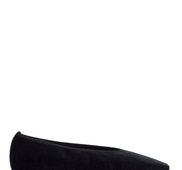 Toteme black velvet ballerinas made from recycled polyester with elastic trim