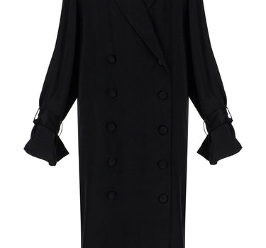 Toteme black satin viscose trench dress