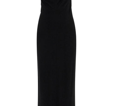 Toteme maxi dress in black wool with cowl neck sleeveless