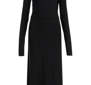 Toteme long draped dress with wide neckline in black*** long sleeve*** slim fit to ankle