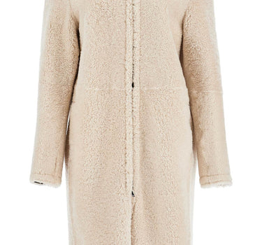 Toteme beige shearling coat with zip