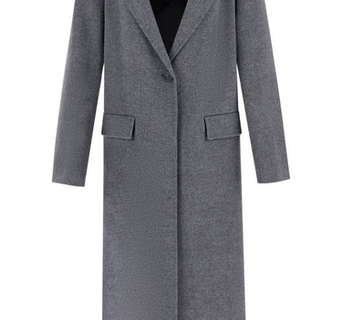 Toteme long oversized coat in melange grey wool