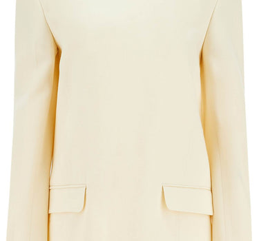 Toteme beige long sleeve top with applied pockets in viscose and wool