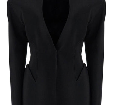 Mugler short black v-neck jacket with contemporary design