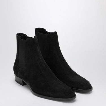 Saint Laurent Wyatt 30 black suede ankle boot