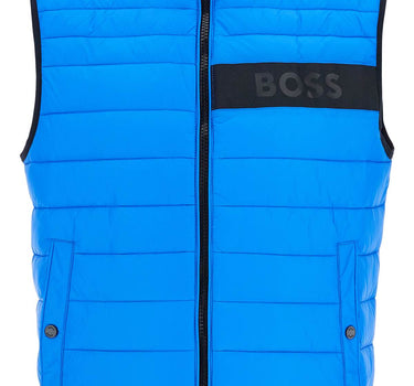 Boss bright blue quilted gilet with high collar and zip