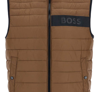 Boss gilet trapuntato verde in poliestere riciclato con zip