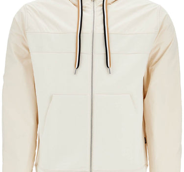 Boss white slim fit zip-up hoodie